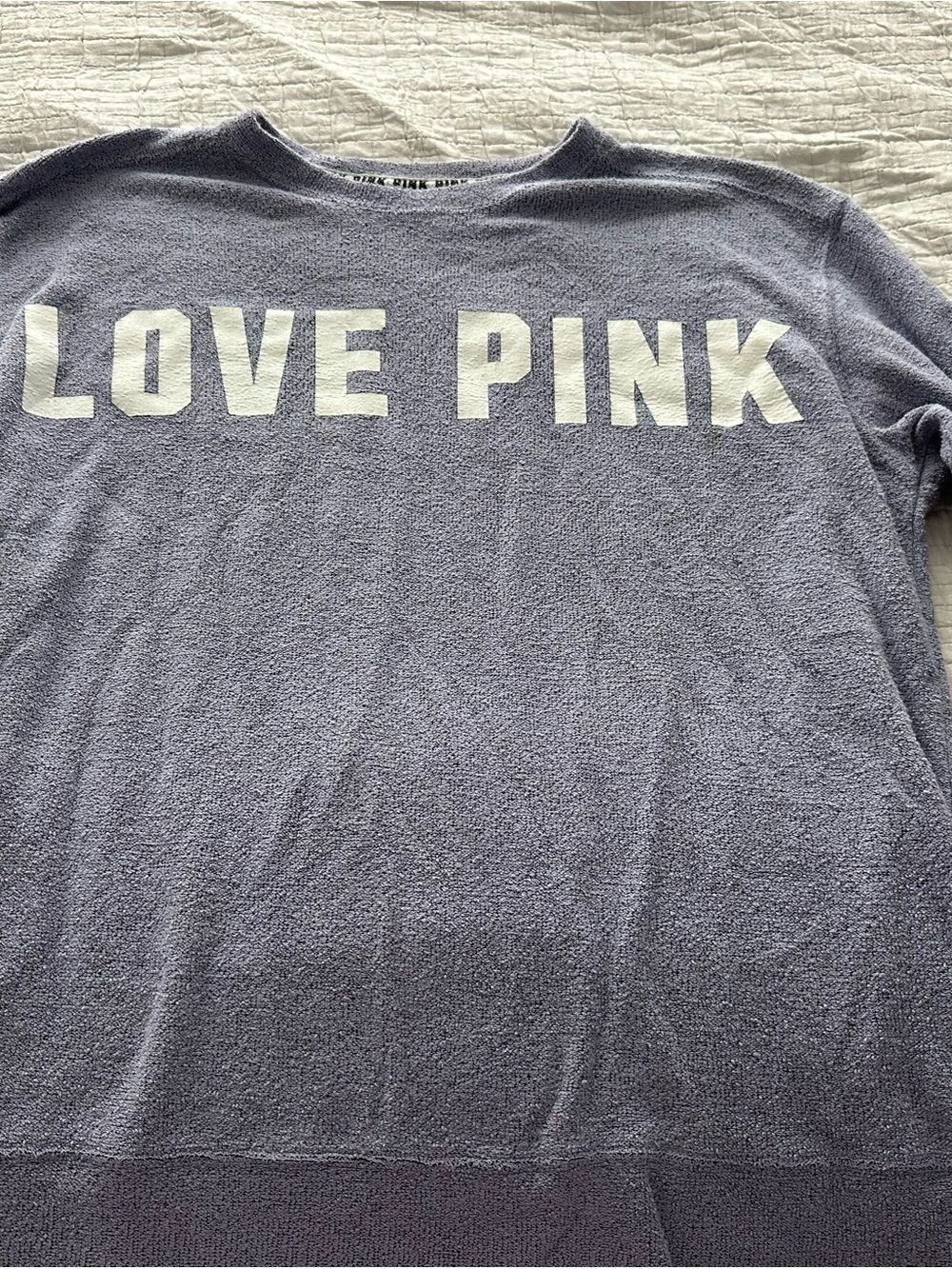 PINK Victoria's Secret Lavender Terry Hoodie with White Lettering